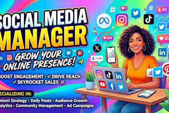 be your SMM, social media manager and professional social media marketer
