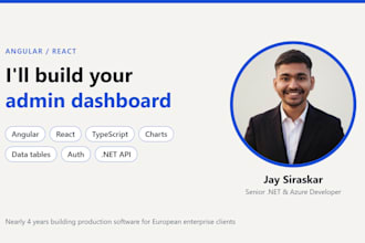 build an angular or react admin dashboard or web app