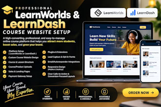 design and set up learnworlds or learndash online course website