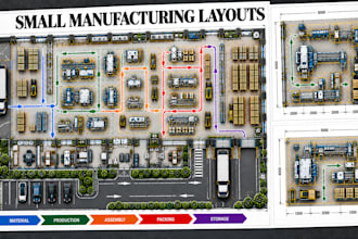 design small manufacturing facility layouts, production floor plans, cad