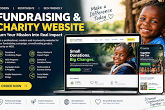 design fundraising website, crowdfunding website charity and ngo website