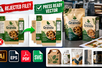 fix rejected packaging file into print ready vectors for urgent press production