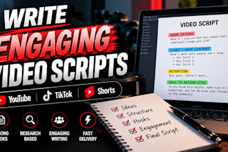 write engaging youtube, tiktok and shorts video scripts