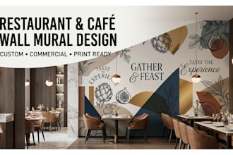 custom mural art restaurant mural cafe wall art commercial wall mural