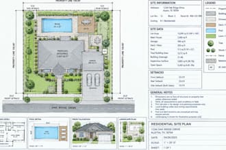 residential site plan autocad plot plan property layout permit drawing usa plans