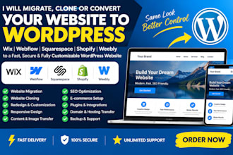 migrate clone wix webflow squarespace shopify to wordpress website