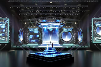 design stunning christmas stage layouts and 3d event visuals, commercial venue