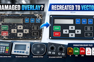 recreate damaged membrane switch overlay from photo for replacement vector files
