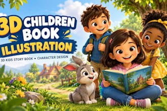create 3d children book illustration 3d kids story book amazon KDP children book