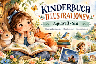 kinderbuch illustration cartoon watercolor storybook art in aquarell stil