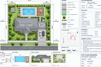 site plan drawing autocad plot plan property layout permit plan for usa projects