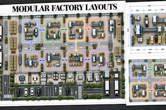 create modular factory layouts, flexible production plans, cad drawings