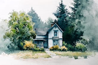paint watercolor house portrait