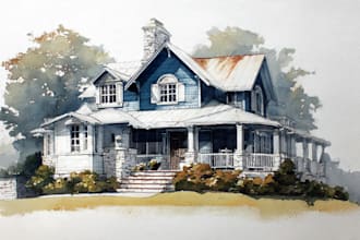 paint watercolor house portrait