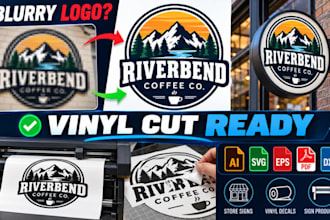 vectorize blurry logo for urgent vinyl cutting storefront sign production output