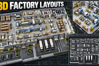 model 3d factory layouts, production facilities, industries cad models