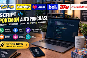 script pokemon auto purchase intertoys checkout bot lazada bol topps mediamarkt