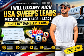 give you premium USA leads, mega million leads, sweeps leads, first hit leads