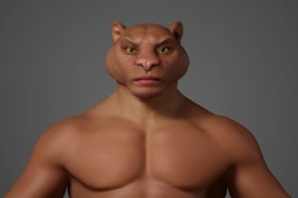made humanoid 3d model,3d creature,fantasy character, metahuman dna, fur texture
