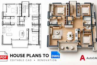 convert PDF house plans to editable autocad dwg files for renovations