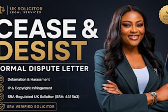 write formal defamation harassment legal dispute cease and desist letter