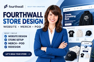 design fourthwall website and setup fourthwall store for merch and pod