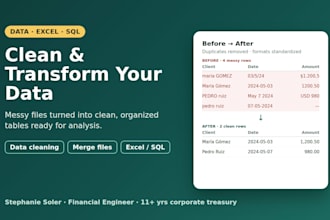 clean, organize and transform your data in excel or sql