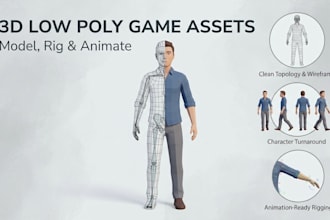 design custom 3d low poly character model, animation and rigging for game assets