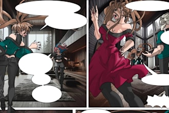 draw webtoon panel manga comic page, comic artist manhwa comic illustration