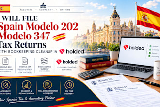 file spain modelo 202 modelo 347 tax returns with bookkeeping cleanup in holded