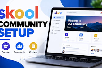 setup skool community, skool course and online course content ghl community