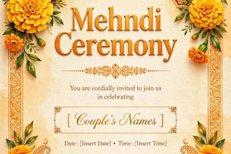 design mehndi walima birthday and nikkah invitation
