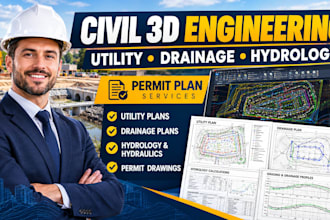civil 3d engineering drawing utility plan drainage plan hydrology permit plan