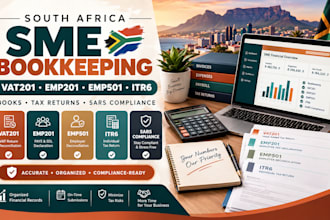do south africa sme bookkeeping for vat201 emp201 emp501 itr6 sa sars compliance
