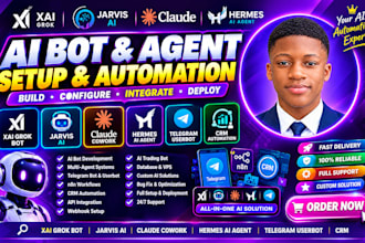 setup xai grok bot jarvis ai claude cowork hermes ai agent telegram userbot crm