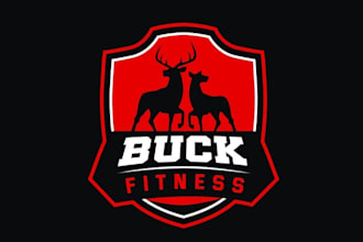 make vibrant deer logo accompany the words buck fitness