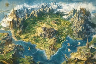 illustration a fantasy map illustration
