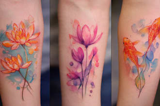 create a watercolor tattoo design