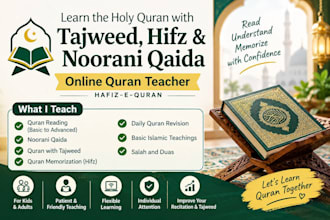 teach quran with tajweed, hifz and noorani qaida