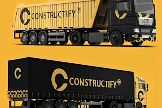 design box truck and trailer wrap graphics with commercial truck lettering