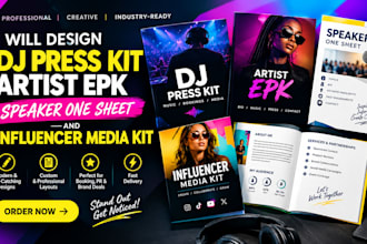 design dj press kit artist epk speaker one sheet and influencer media kit