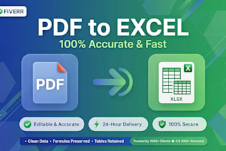 pdf to excel, image to excel, and accurate data entery