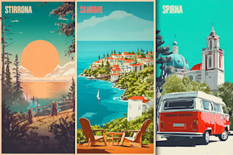 design retro vintage travel poster