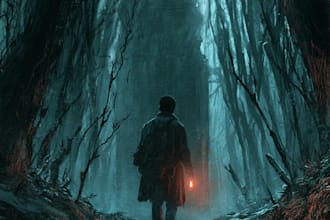create dark art, metal, gothic illustration