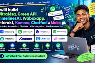 build ultramsg green api timelinesai waboxapp interakt kommo chatfuel make