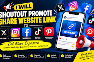 shoutout promote share website link to 250m twitter ig fb tiktok pinterest