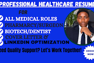 write an executive resume for healthcare, nursing, and medical profession