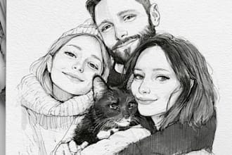 paint a family or couple portrait, handdrawn, noai