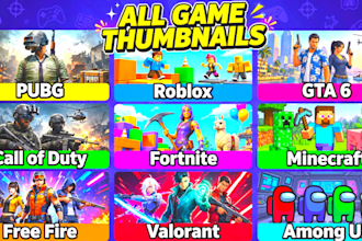 design cartoon gaming thumbnail for roblox minecraft