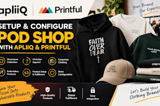 setup apliiq printful embroidery streetwear christian corporate clothing pod